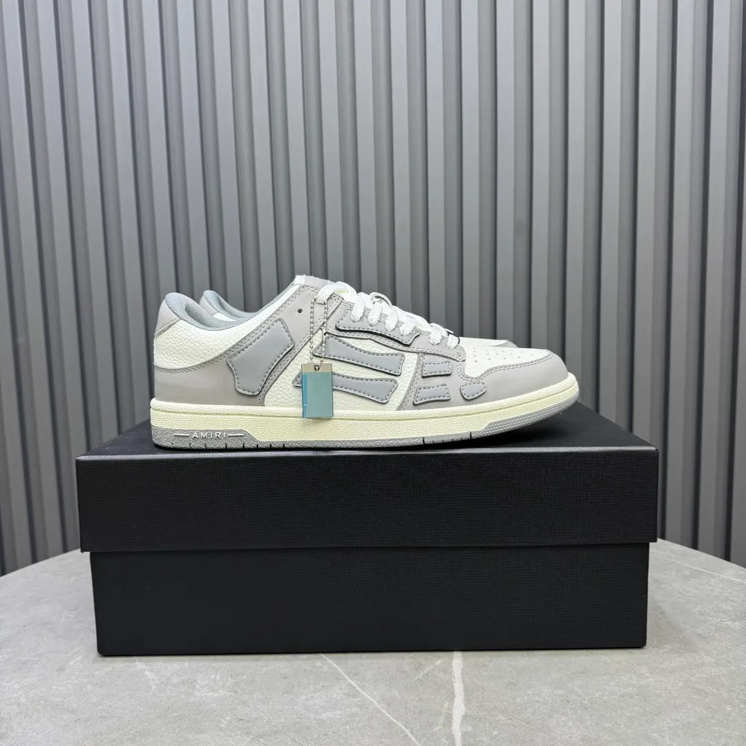 Men's men's shoes 💰600 AMIRI high street sneakers with bone sports shoes, toe layer cowhide upper, upper side bones, hand-stitched, good three-dimensional effect, customized metal LOGO, size 38-45 46